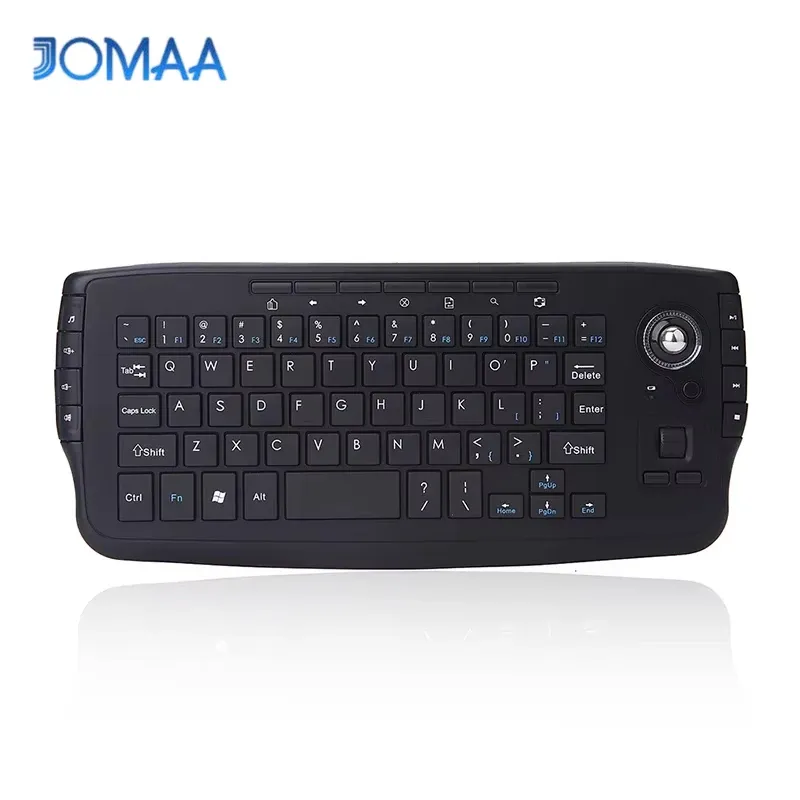 JOMAA 2,4 G kabellose ergonomische Tastatur, Mini-Größe, anständiges Design, Tastatur mit 15 Multimedia-Tasten, Gaming-Tastatur mit Trackball für Wi