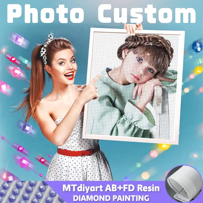 Harz benutzerdefinierte Diamant Malerei Teil AB Fee Staub Foto voller Bohrer DIY 5D Mosaik Stickerei Hobby Geburtstag samt Leinwand Geschenk