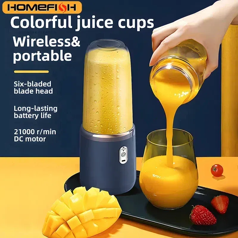 Tragbare Mixer-Flasche, elektrisch, 6 Klingen, Multifunktions-Saftmixer, Frischsaft, Smoothie-Mixer, Eis-CrushCup, Küchenmaschine