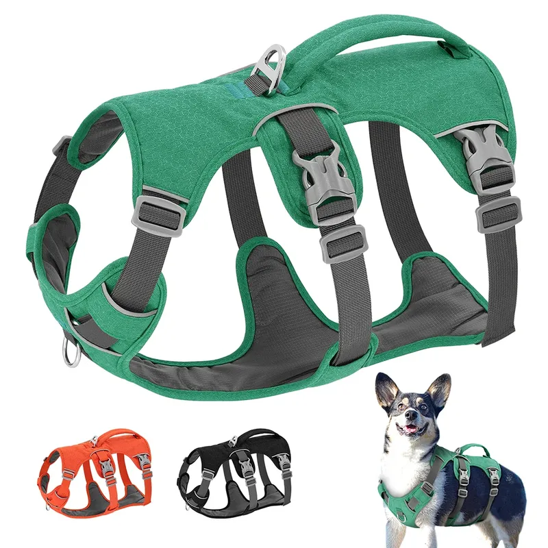 Fluchtbeständiges Nylon-Hundegeschirr, reflektierende Hundegeschirre, langlebige Haustierweste mit verstellbarem Griff für kleine, mittelgroße und große Hunde, Mops