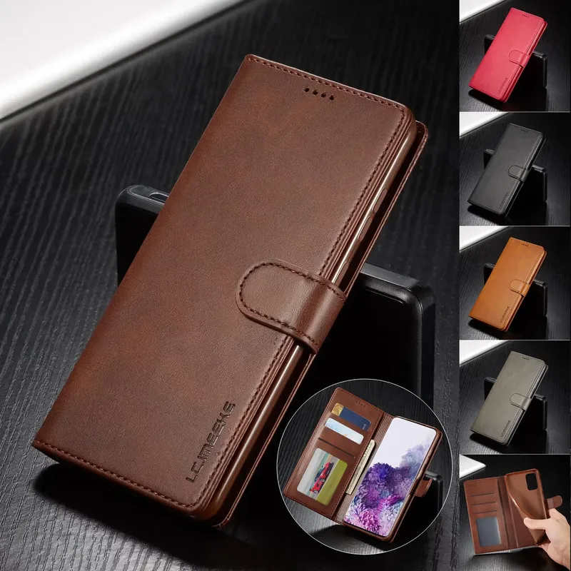 Business-Lederhülle für Samsung Galaxy S26 S25 Ultra S24 S23 FE S22 S21 S20 S10 Plus Note 20 + Flip-Brieftasche mit Kartenhalter