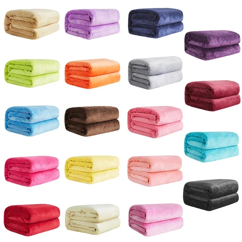 230GSM Korallen Fleece Flanell Decken Für Betten Solide Blau Rosa Weiche Warme Dünne Bettdecke Sofa Abdeckung Faux Pelz Plaid decke