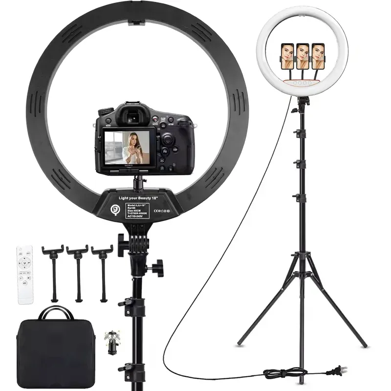 18-Zoll-Ringlicht-Fotostudio-Lampe mit 78 Zoll Stativ, zweifarbig, 2700–6500 K, für Videoaufzeichnung, Make-up, Selfie-Ringlicht