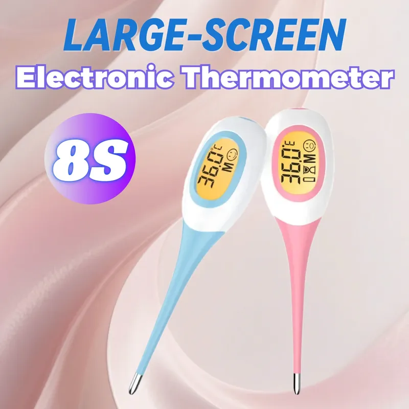 AiQUE Medizinisches schnelles Thermometer, 3-Farben-Backfit-LCD-Bildschirm, weiche Sonde, wasserdicht, orale Unterarmtemperatur, Fieber für Kinder und Erwachsene