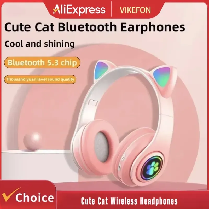 JST-28 Kabellose Kopfhörer Katzenohren Bluetooth-Ohrhörer Stereo-Musik-Ohrstöpsel Bluetooth-Sport-Gaming-Headset mit Mikrofon für Smartphones