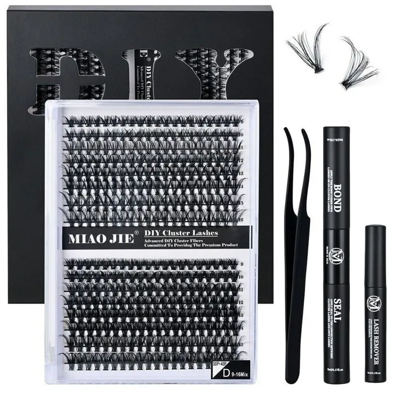 320-teiliges DIY-Mix-Cluster-Set, 30D/40D, individuelle falsche Wimpern, flauschig, mit Applikator-Werkzeugen, selbstverpflanzend zu Hause