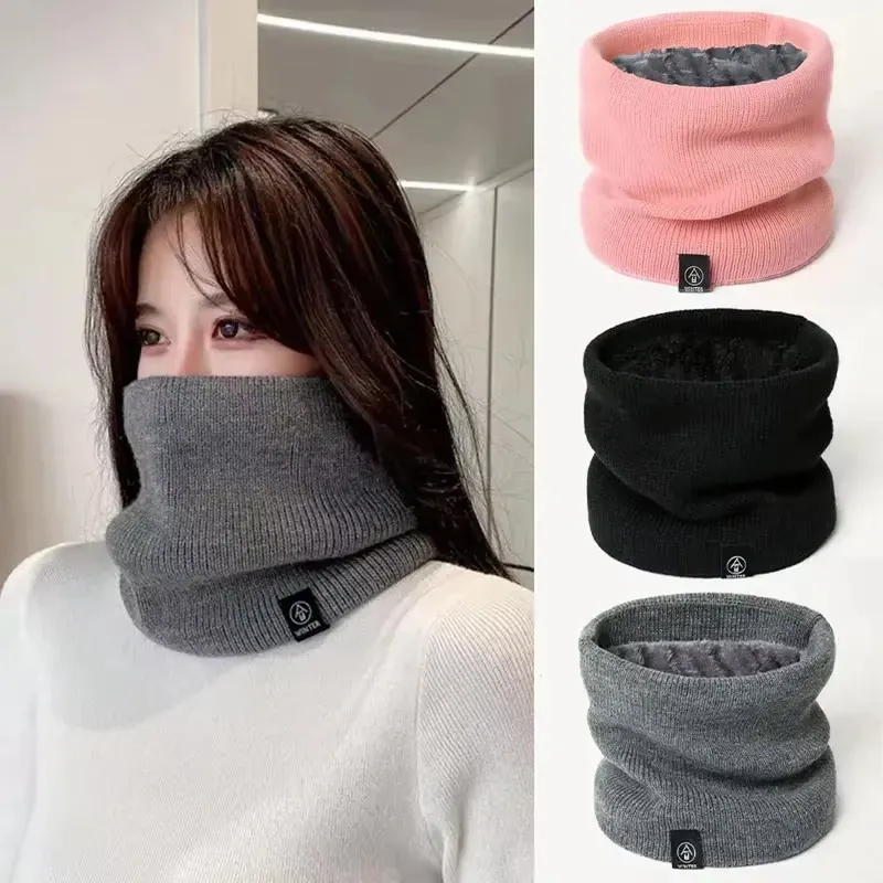 Modischer Damen-Strickschal Einfarbiger Kaschmir-ähnlicher Winter-Schlauchschal Warmer Wollpelz-Schal Unisex Herren-Halstuch Ring