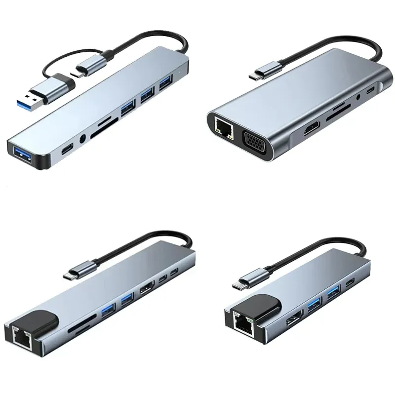 USB C HUB Typ C Splitter Thunderbolt 3 Dockingstation Laptop-Adapter mit für MacBook Air M1 iPad Pro