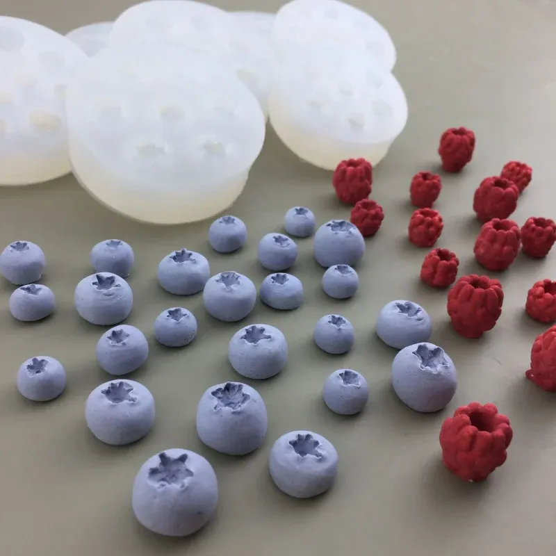 3D Simulation Obst Kerze Silikon Form Blaubeere Himbeere Geformt Fondant Form DIY Schokolade Backform Kuchen Dekorieren Werkzeug