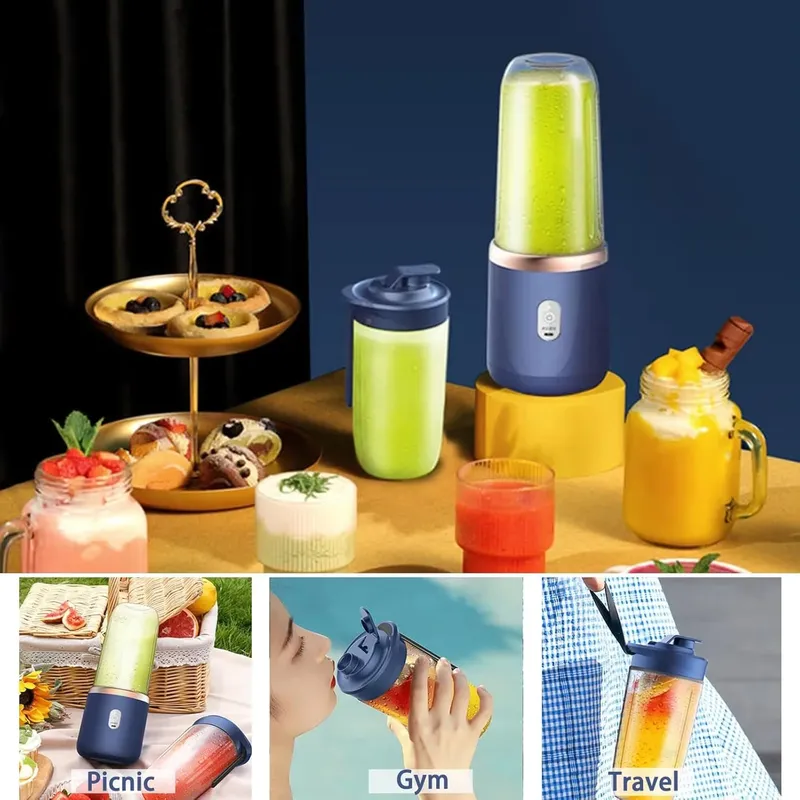 Tragbarer USB-Mini-Entsafter, Handmixer für unterwegs, Einzel- und Doppelbecher für Wasserflaschen