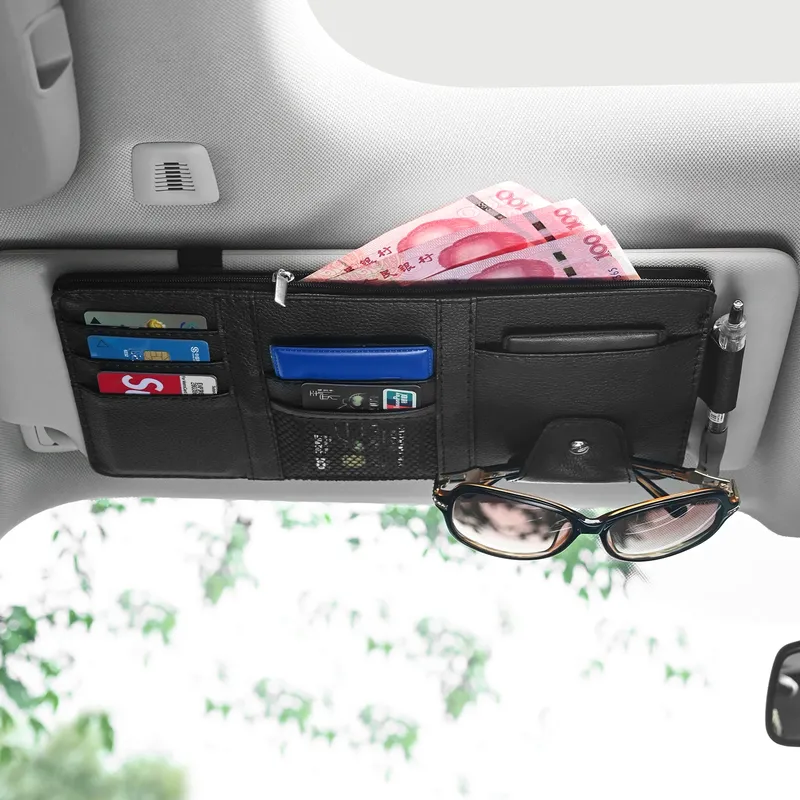 Auto Sonnenblende Bill Stift Visitenkarte Halter Organizer Lagerung Box Sonnenbrille Clip Verstauen Aufräumen Auto Zubehör