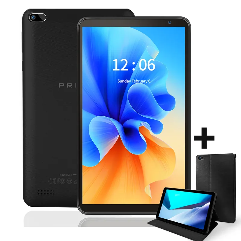 Pritom 7 zoll tablet pc 32 gb android 11 mit quad core prozessor hd ips display dual kamera wifi mit pu schutzhülle
