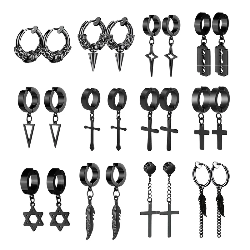 1 Paar modische Ohrclips mit Kreuz-Anhänger, nicht durchdringende Ohrringe, gefälschte Ohrringe, Geschenk für Männer und Frauen, Schmuck