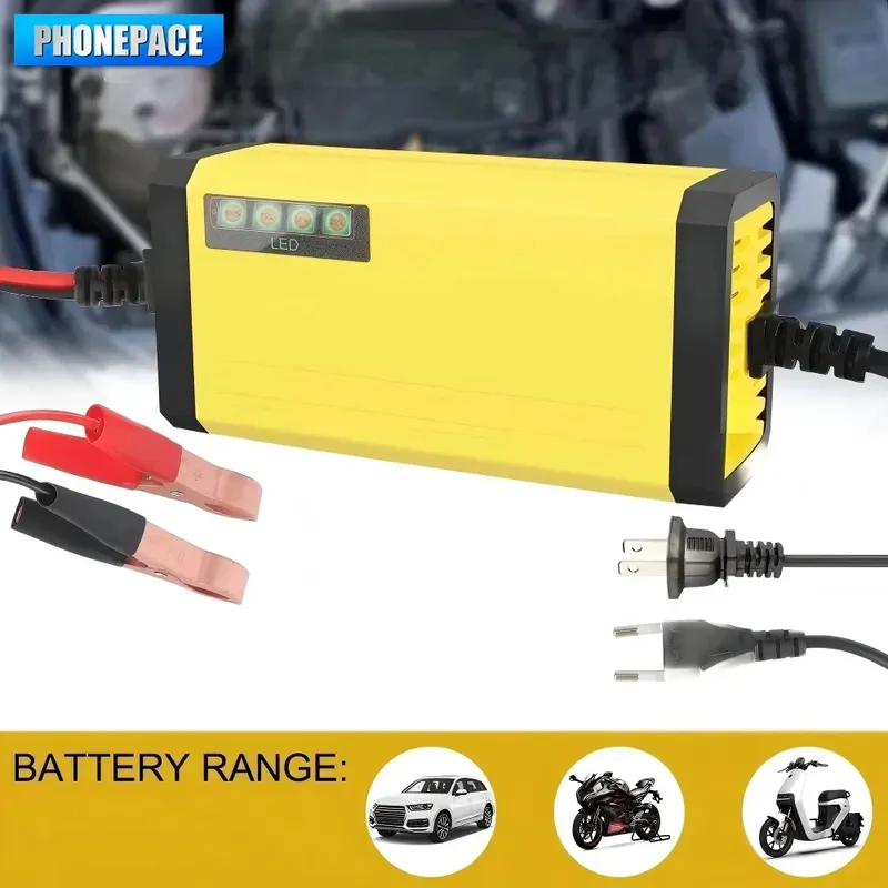 12V 2A Autobatterie-Ladegerät 220V Stromimpuls-Reparaturladegerät für Nass- und Trocken-Blei-Säure-Batterien mit LED-Anzeige für Motorrad und LKW