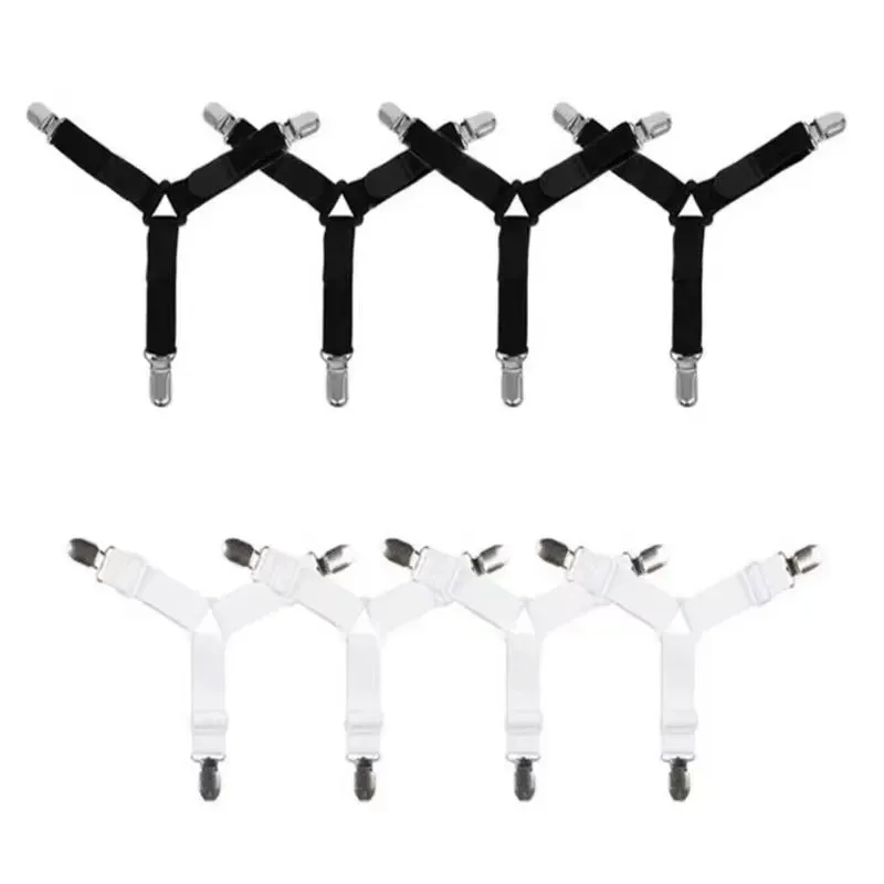 4 Teile/satz Elastische Bettlaken Greifer Drei Kopf Clips Greifer Halter Hosenträger Bettlaken Befestigungen Hause Textilien Organisieren Gadget