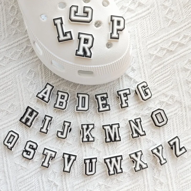 26 Stück Alphabet Buchstaben Serie Schuh Charms für Croc Schuh DIY Dekoration Premium Qualität Beliebte Charms Zubehör Blase Rutschen