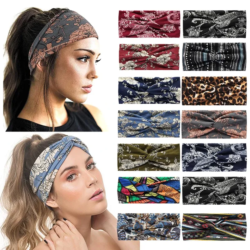 Mode Böhmischen Haar Bands Drucken Frauen Mädchen Stirnbänder Vintage Kreuz Turban Verband Bandanas Haarbänder Haar Zubehör