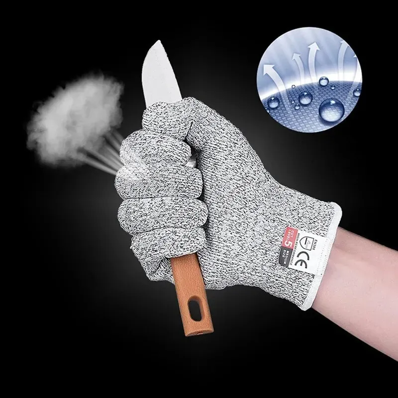 Ein Paar schnittfeste Handschuhe, heißer Verkauf, grau, schwarz, schnittfest, Stufe 5, Sicherheits-Arbeitshandschuhe, Glasschneiden, Sicherheitsschutz