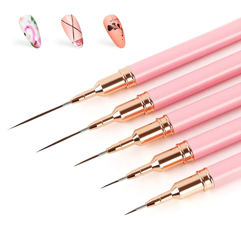 5 stücke Nail art Liner Pinsel Set UV Gel Nagel Pinsel Kits Französisch Streifen Linie Malerei Zeichnung Blume Stift Professionelle maniküre Werkzeug