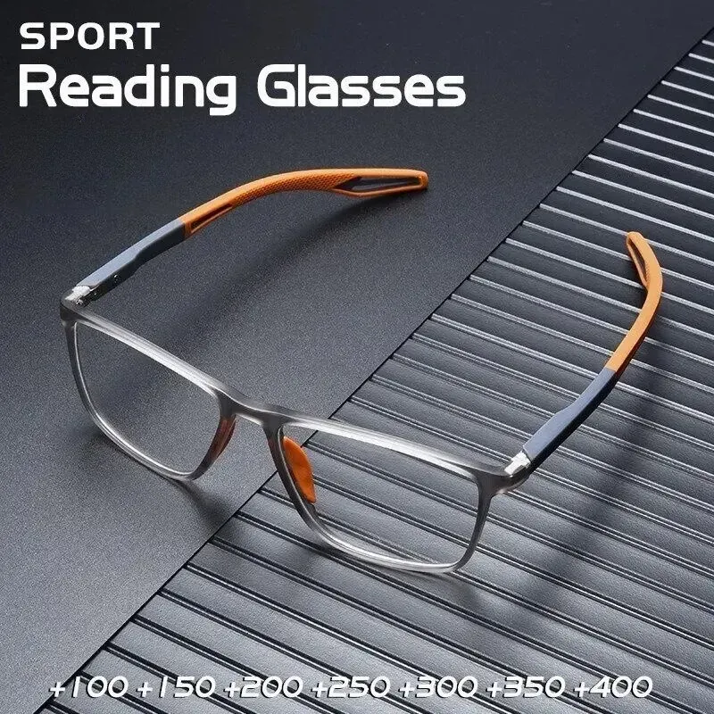 Mode TR90 Lesebrille für Männer Frühling Bein Sport Presbyopie Brille Anti Blaues Licht Gläser + 100 ~ + 400