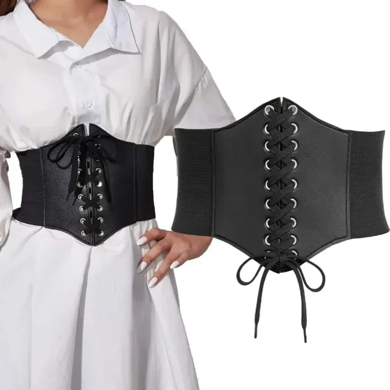 Frauen Korsett Gürtel Gothic Mode PU Leder Weibliche Spitze-up Korsett Gürtel Abnehmen Taille Vintage Korsett Schwarz Breiten gürtel für Mädchen