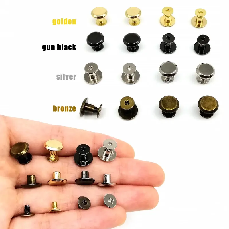20 Stück runder Kopf, 10 mm, Schraubverschluss, Chicago-Schraube, Nagelbindung, Nietenbolzen für Leder, Umhängetasche, Rucksack, Gürtel, Riemen, Geldbörse