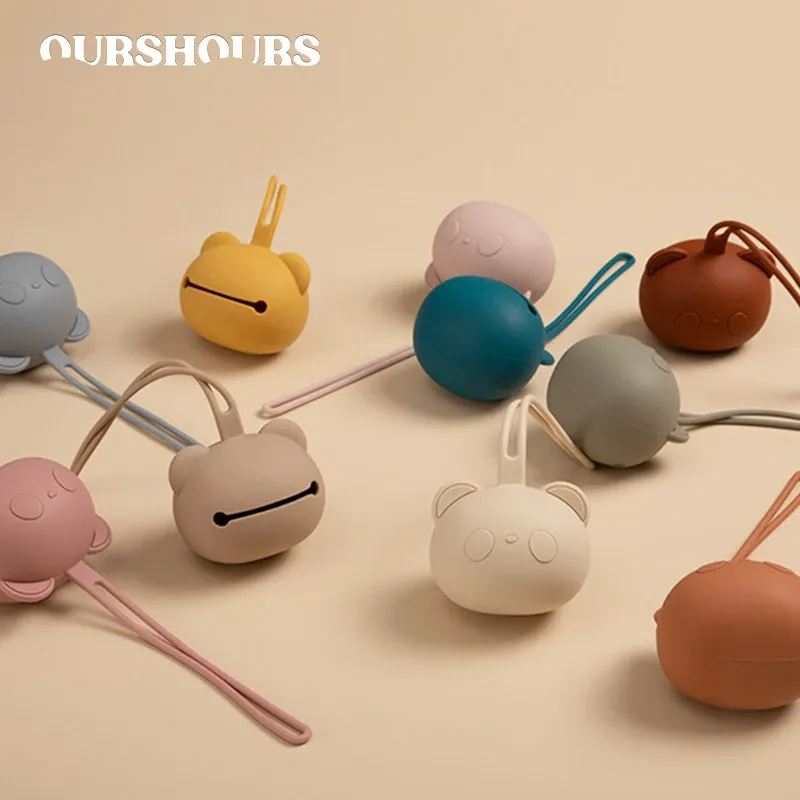 Neugeborenen Tragbare Schnuller Container Fall Food Grade Baby Silikon Schnuller Halter BPA FREI Baby Cartoon Panda Nippel Lagerung Box