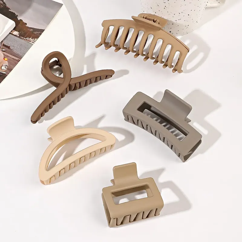 5-teiliges Set mit großen, matten Haarklammern für Frauen und Mädchen, gemischte Farben, Formen, dünnes, dickes, lockiges Haar, starker Halt, Kieferklammern, Bananenklammern