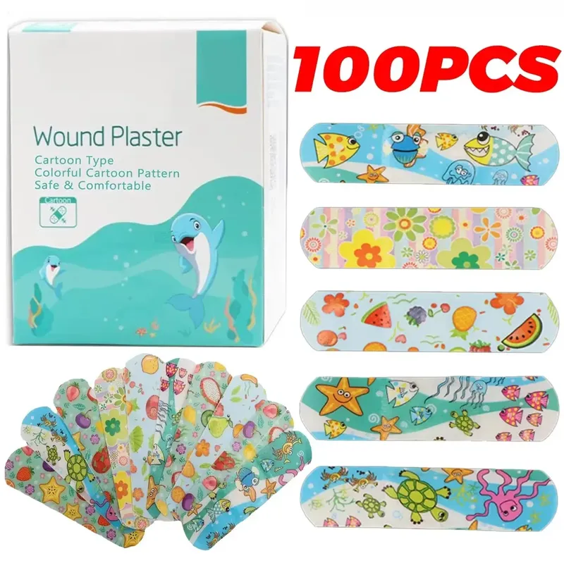100 Stück Kinderpflaster, niedliche Cartoon-Pflaster für Kinder, flexible Klebestreifen, medizinisch, wasserdicht, atmungsaktiv für Kinder