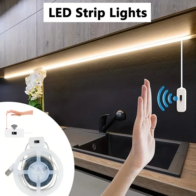 1M LED-Nachtlampe USB Bewegungssensor Dimmbare LED-Streifenlichter Nachtlichter TV-Hintergrundbeleuchtung Küche Handbewegungs-Winkleuchte Diodenband