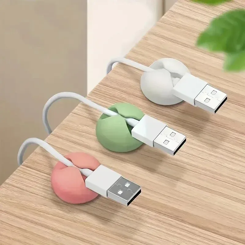 6er-Pack Desktop-Kabelmanager (2 für jede Farbe), Kabelklemmen, Kabelhalter für Schreibtisch, selbstklebender Kabel-Organizer, Ladegerät-Halter