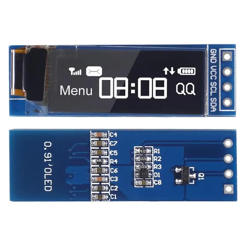 0,91 Zoll i2c oled Anzeige modul i2c ssd1306 oled Anzeige modul weiß/blau i2c oled Bildschirm treiber DC 3,3 V ~ 5V für Arduino
