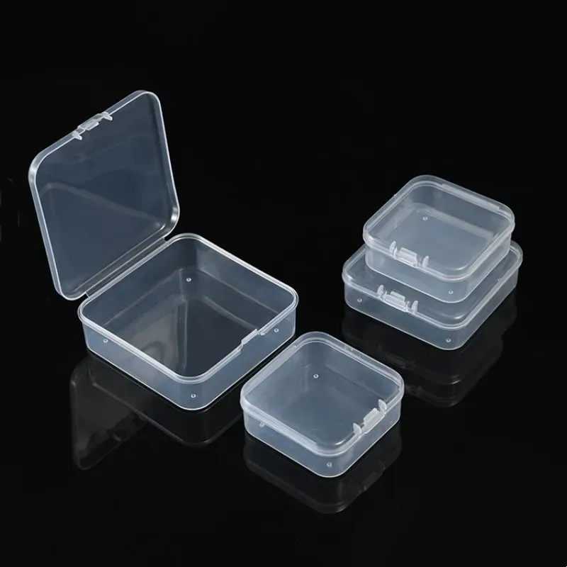 Mini-PP-Kunststoff-Quadratbox, Schmuck-Angelhaken-Komponente, einzelne Fächer überzogene transparente Aufbewahrungsbox