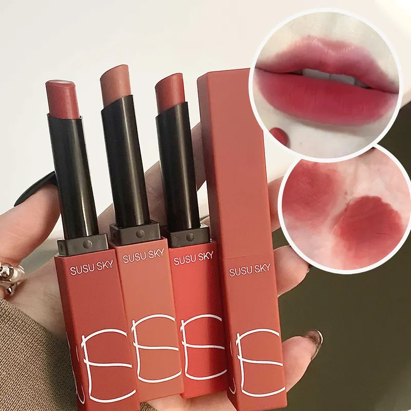Matter, samtiger, dünner Tube-Lippenstift, langlebig, wasserfest, resistent gegen Verblassen, glatte Anwendung, Lipgloss-Lippenbalsam für Herbst und Winter