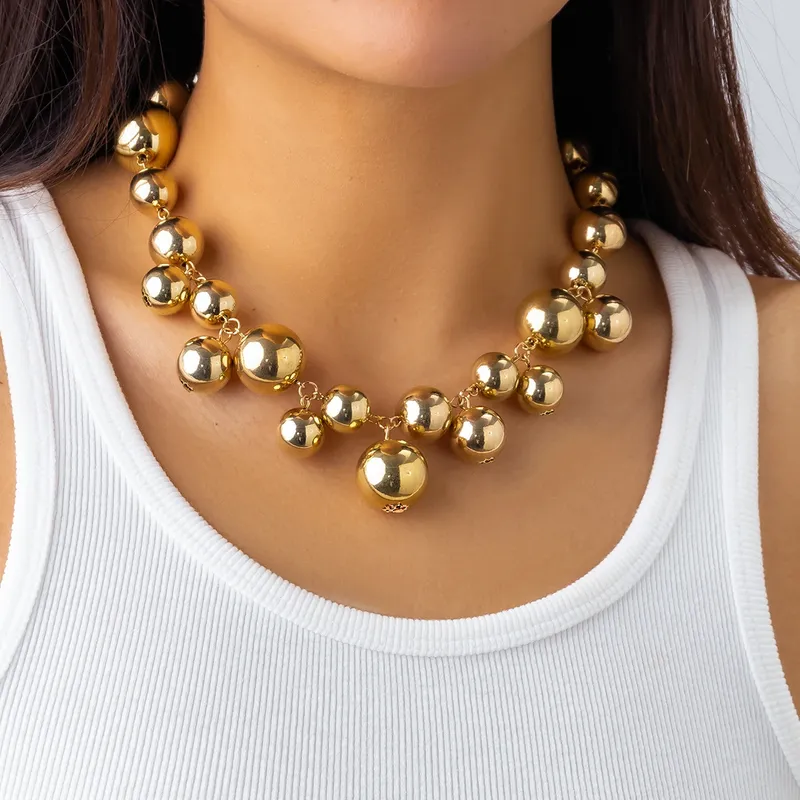 Übertriebene Acryl ccb große Kugel Perlenkette Halskette für Frauen verheiratet Vintage klobigen Schlüsselbein Halsreif Grunge Schmuck Steampunk Männer