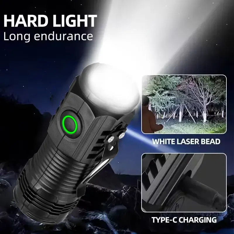 Neue extrem leistungsstarke Taschenlampe, 3-Kern-LED, taktische Mini-Taschenlampe, wiederaufladbar, Hochleistungs-LED-Taschenlampe, Metallstift-Clip-Handlampe