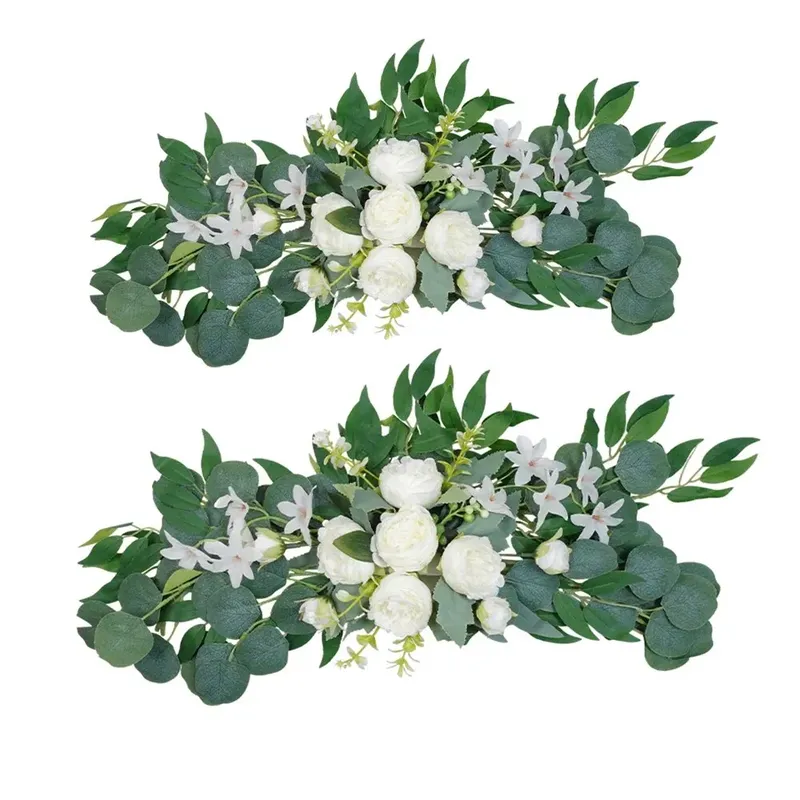 Künstliche Hochzeitsbogen-Blumen, Boho-rote Rose, Eukalyptus-Girlande, Vorhänge, Heimdekoration, Hochzeitsdekorationen, Willkommensschild