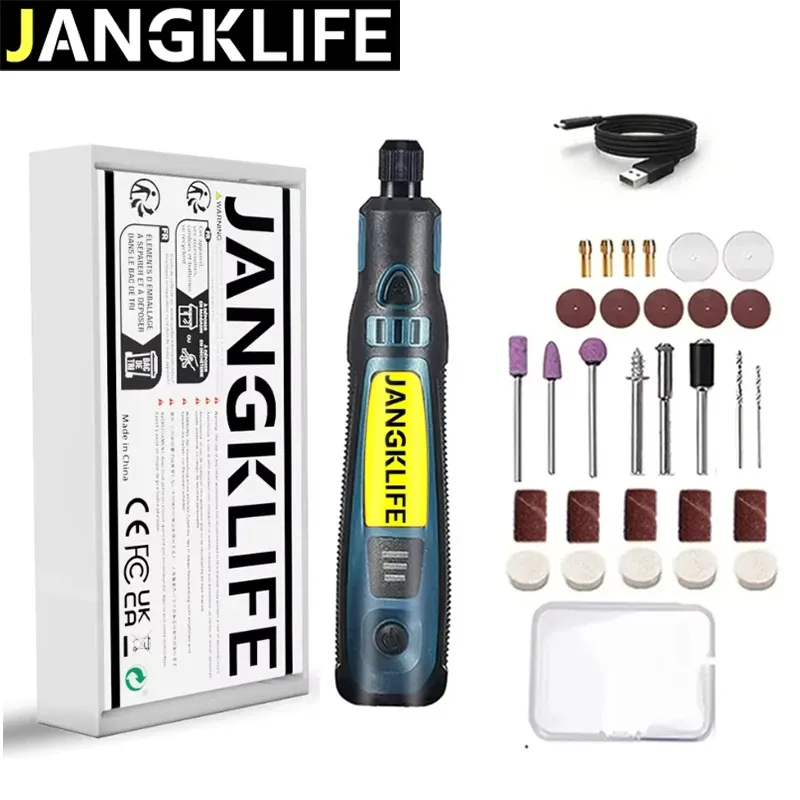 JANGKLIFE USB Cordless Rotary Tool Kit Holzbearbeitung Gravur Stift DIY Für Schmuck Metall Glas Mini Drahtlose Bohrer