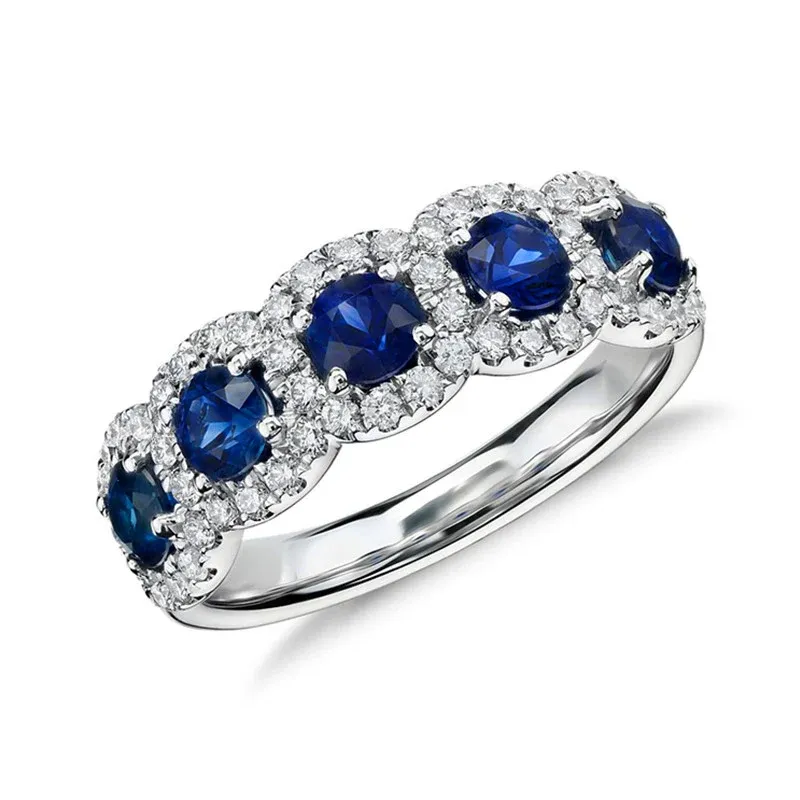 Huitan Luxus Blau Weiß Zirkonia Ringe Frauen Hochzeit Zeremonie Party Mode Braut Ringe Erklärung Schmuck Ausgefallene Geschenke