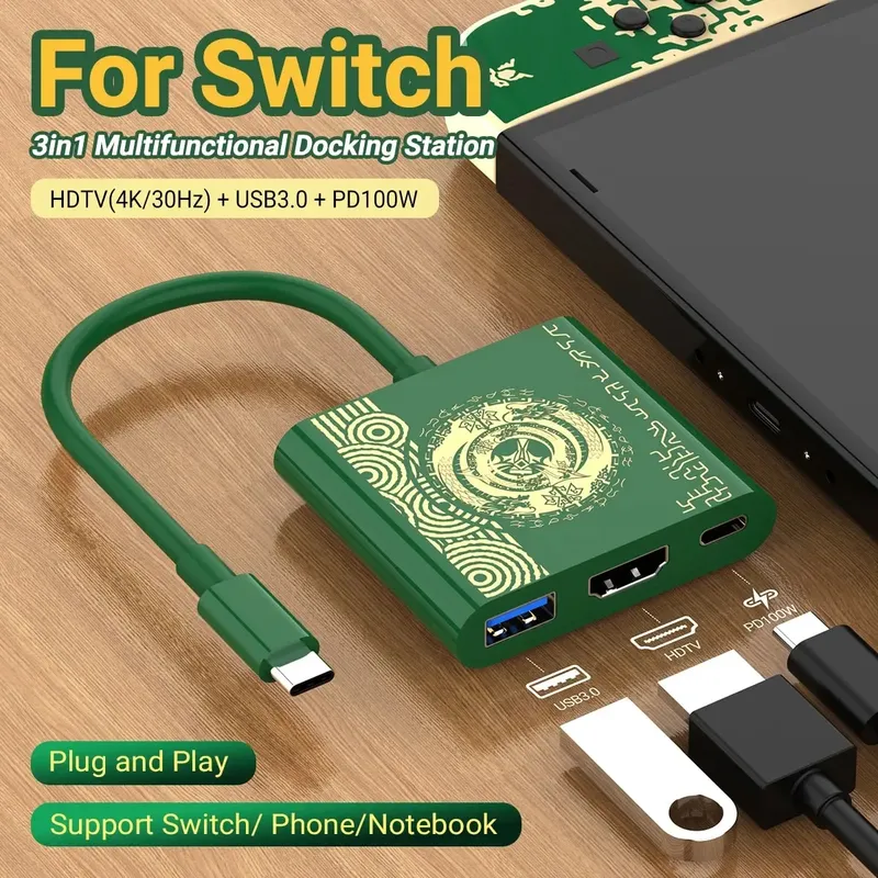 PD100W Spiel Docking Station Für Schalter/OLED Unterstützung TV Dock Modus USB-C zu 4K HDTV Hub für Steam Deck Telefon iPad Laptop