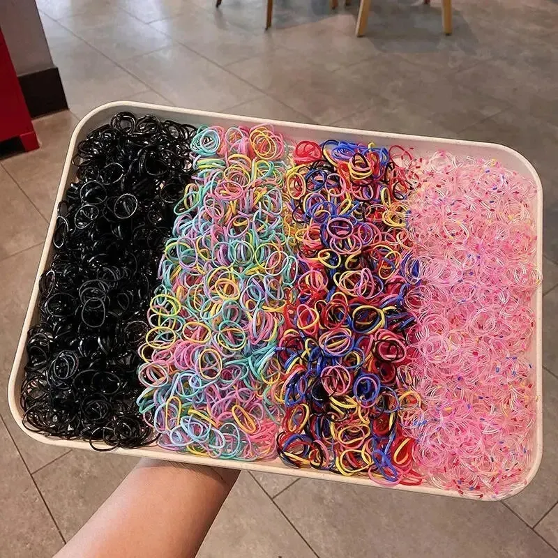 1500PCS Einweg Gummiband Haargummis für Mädchen Bunte Kinder Stirnband Pferdeschwanz Halter Kinder Haar Zubehör