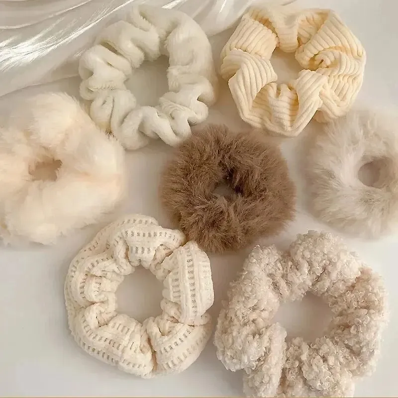 7/21 Teile/satz Frauen Haarband Set Plüsch Solide Haarband für Mädchen Pferdeschwanz Halter Gummibänder Haar Krawatten Haar Zubehör