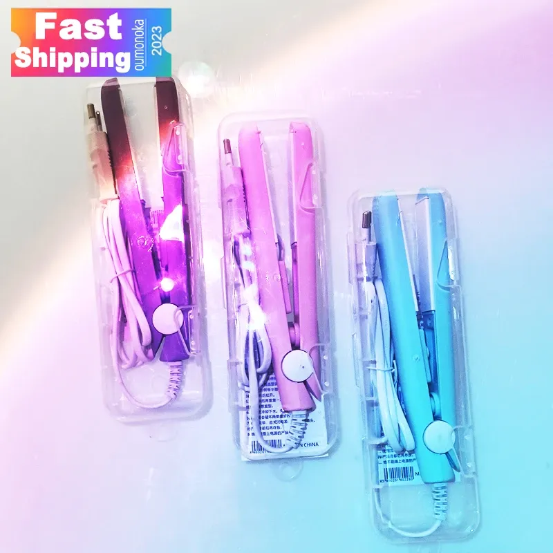 3-in-1 Haareisen Curling Haar Glätteisen Glättbürste Haarkamm Mini Haarglätter und Lockenstab Styling-Tools