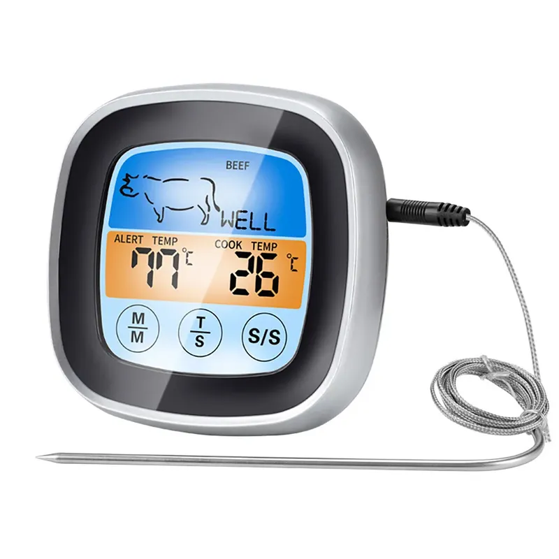 Digitale Küche Thermometer Sonde Touchscreen Fleisch Grill Lebensmittel Temperatur Messen Werkzeug Steak BBQ Timer Kochen Werkzeuge 1PC
