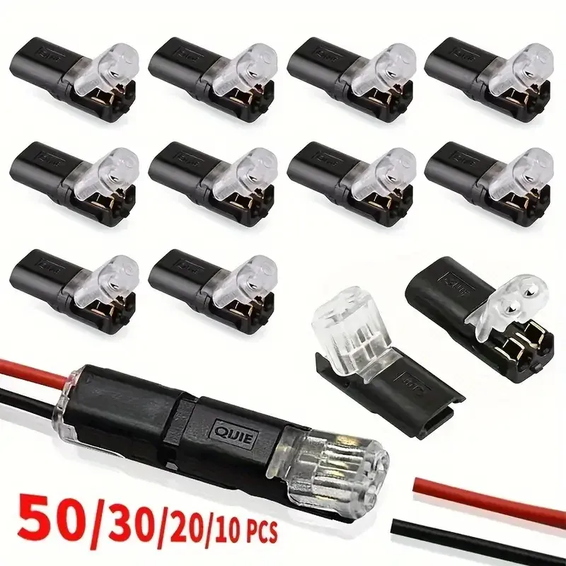 10/20/30/40/50 Stück steckbare LED-Kabelverbinder, 2-polige 2-Wege-Universal-Kompaktkabelklemmen, kein Abisolieren erforderlich