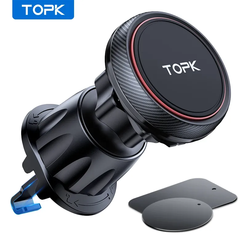 TOPK Magnetische Autotelefonhalterung im Auto, Lüftungsschlitz, magnetisch, 6 N52, Magnete, universelle Handyhalter für iPhone 15