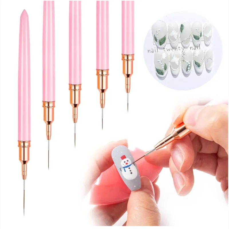 5 stücke Nail art Liner Pinsel Set UV Gel Nagel Pinsel Kits Französisch Streifen Linie Malerei Zeichnung Blume Stift Professionelle maniküre Werkzeug