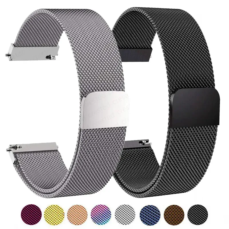 Edelstahl-Milanese-Armband, Rücklauf-Magnetarmband, 18 mm/20 mm/22 mm, Ersatzarmband, geeignet für Smartwatches