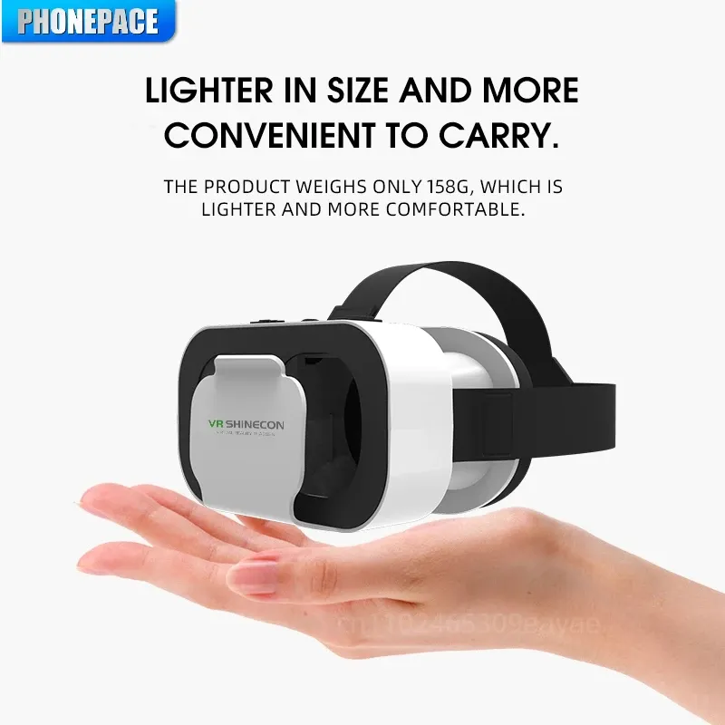 VR SHINECON 3D Virtual Reality Headset, leichte VR-Brille mit 100er °   FOV für 4,7-6,53" Telefone, immersives Heimkino/Gaming