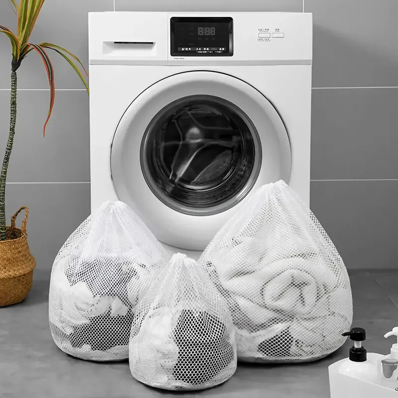1 STÜCK Wäschebeutel mit Kordelzug, große Kapazität, 4 Größen, feines Netz, grobes Netz, Kulturbeutel für Kleidung, Jeans, Decken, langlebiges Waschnetz